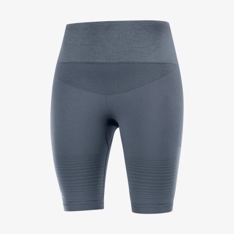 Dark Grey Salomon Essential Move On Seamless Women's Running Tights | IE DN4809